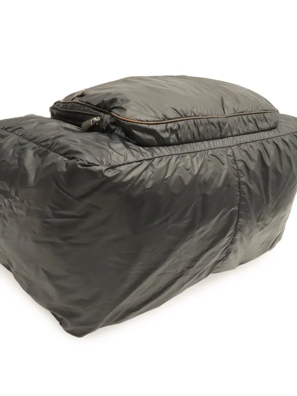 Bottega Veneta Spinnaker Shoulder Bag Nylon Black Dark Brown